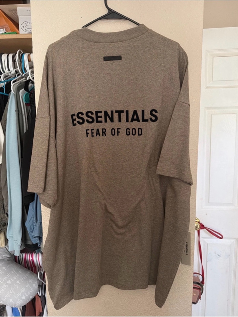 Fear of God ESSENTIALS Short Sleeve Tee - Taupe Brown with Black Logo